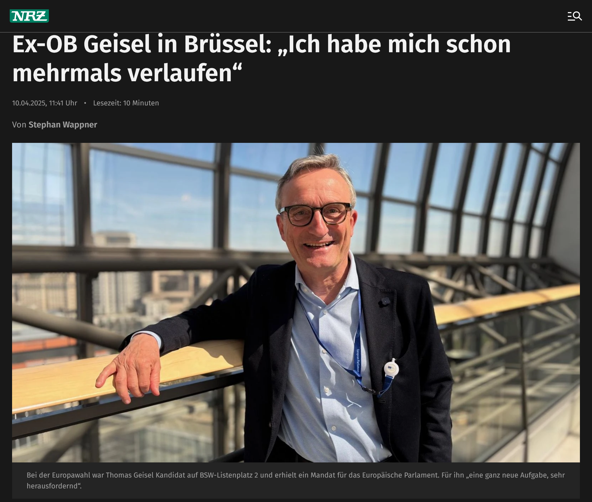 Ex-OB Geisel in Brüssel: „Ich habe mich schon mehrmals verlaufen“